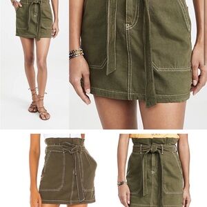 Free People Splendor in the Grass Paperbag Waist Denim Skirt